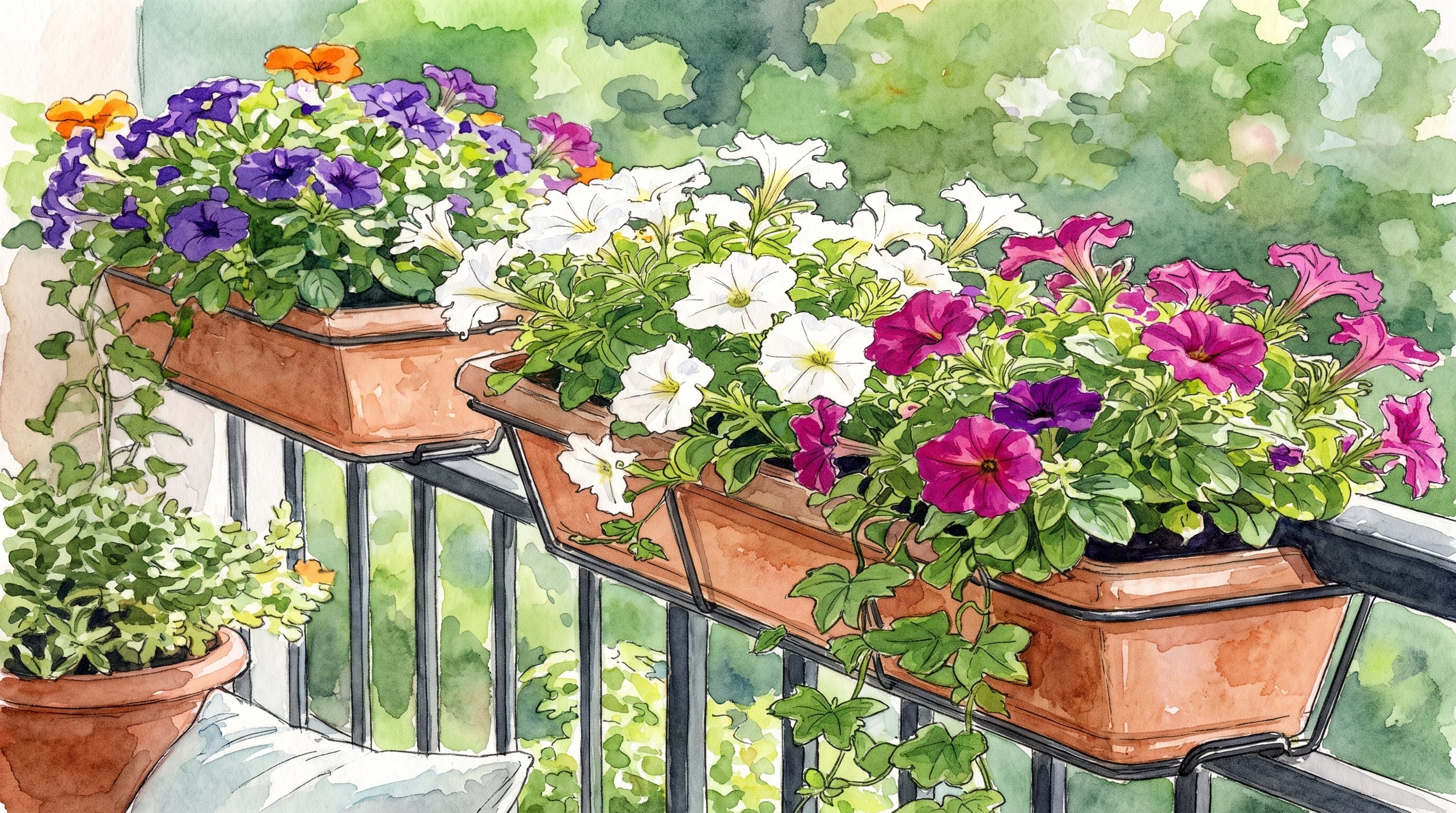 Las petunias llenan de flores los balcones aunque no haya jardín. (Imagen Ilustrativa Infobae)
