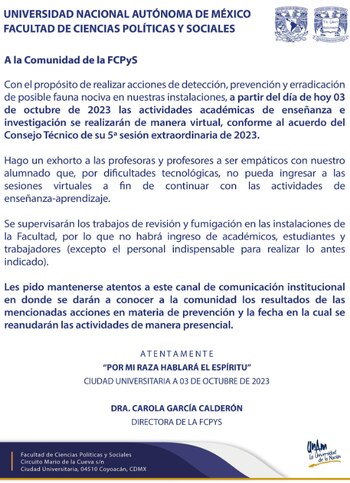 Diversas facultades reportaron suspensión de