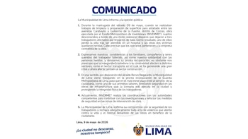 Comunicado de la Municipalidad de Lima| MML