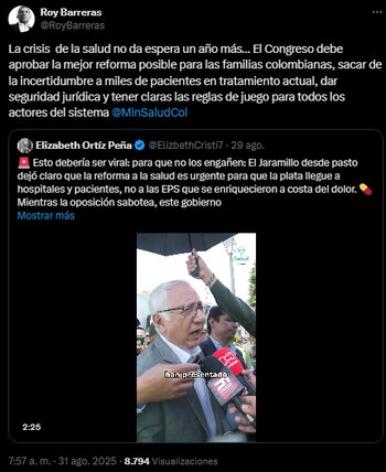 Roy Barreras afirmó que la