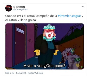 memes de la derrota del Liverpool 7-2 ante el Aston Villa