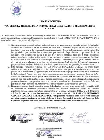 Los familiares de las víctimas