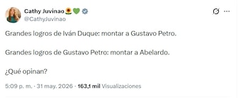 Cathy Juvinao habló de las influencias de los poderes en el país - crédito @CathyJuvinao/X