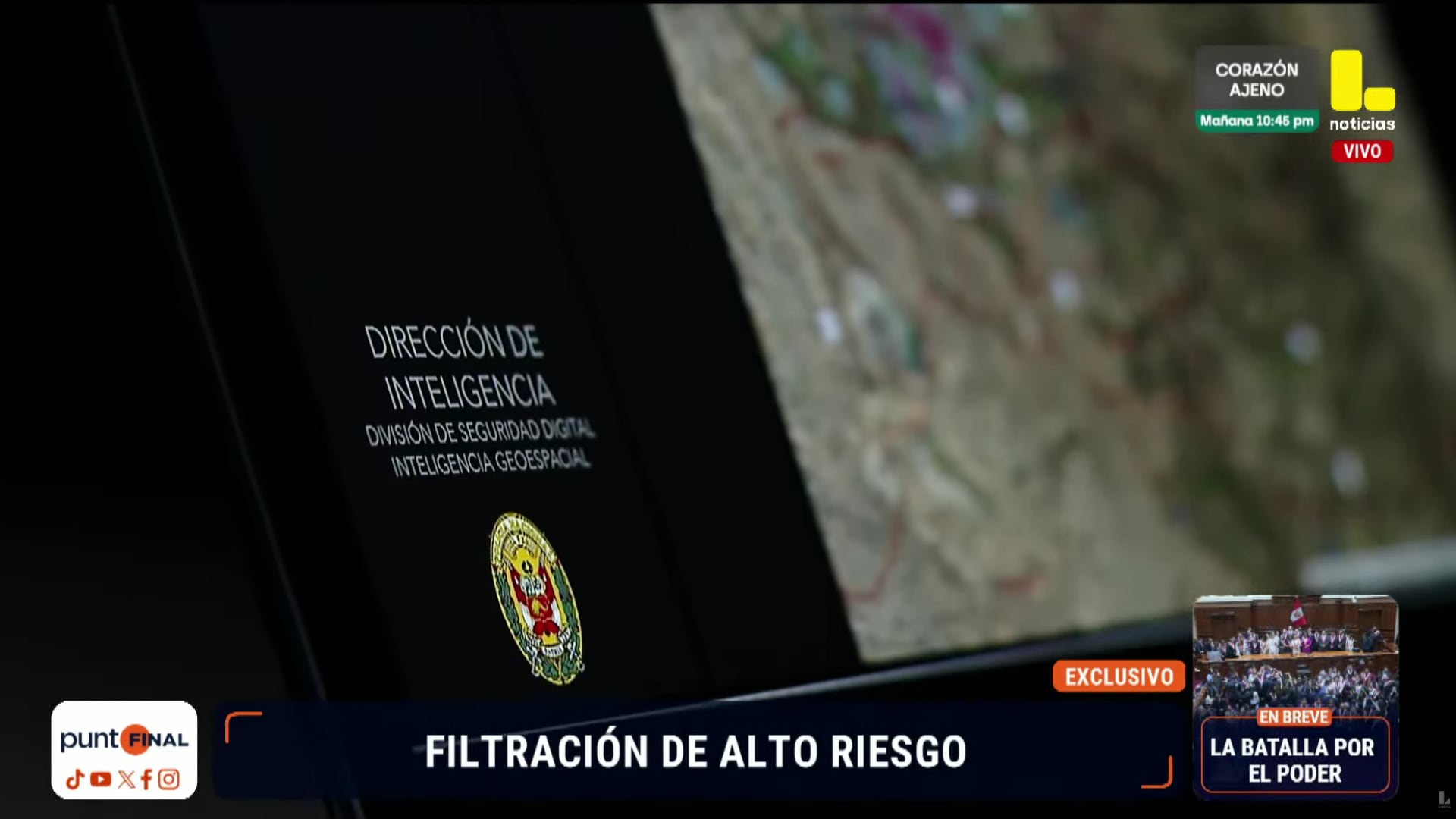 Archivos vinculados con organismos de inteligencia y seguridad del Estado peruano fueron difundidos en Telegram. Captura de video