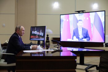 Vladimir Putin durante una videoconferencia