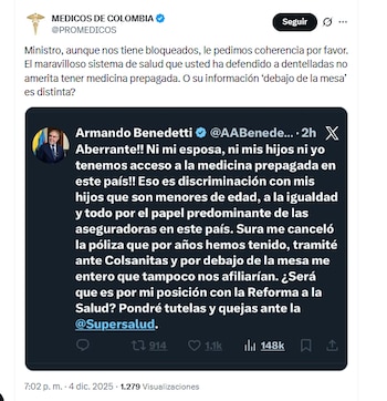 Médicos de Colombia pidieron coherencia