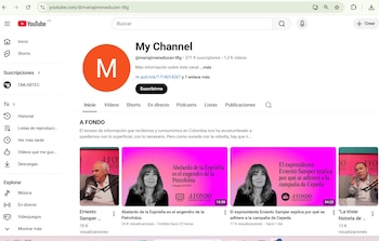 Así luce la cuenta en la plataforma YouTube luego del ataque con bots al perfil de la periodista María Jimena Duzán - crédito captura de pantalla YouTube