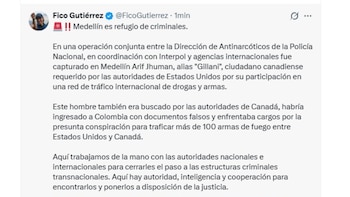 El alcalde Federico Gutiérrez celebró el operativo que terminó con la captura del canadiense - crédito @FicoGutierrez/X