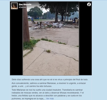 La mujer difundió una foto de un vertedero en Zamora y relató desechos, moscas, aves carroñeras, malos olores y aguas residuales desbordadas cerca de su vivienda, en ese sector de La Habana. (Imagen retomada de CiberCuba)