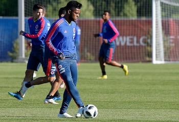 Kazán. Junio 17 del 2018. Último entrenamiento de la selección Colombia previo a su juego contra Japón. En la foto: Miguel Ángel Borja. (Colprensa - Julian Medina)
