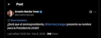 Ernesto Macías preguntó si Vargas