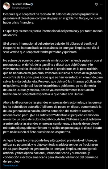 El presidente Petro advirtió que