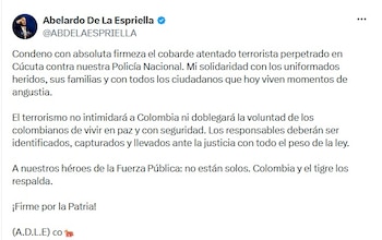 Una serie de explosiones sacudió Cúcuta en la madrugada del sábado 1 de agosto, en inmediaciones del Comando de Policía de Norte de Santander, y el presidente electo Abelardo de la Espriella no dudó en pronunciarse ante este nuevo hecho de violencia - crédito @ABDELAESPRIELLA/X