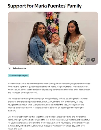 La familia Fuentes ha habilitado una cuenta de GoFundMe para costear los gastos funerarios y asegurar el futuro de los menores.