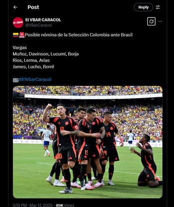 Así jugaría la selección Colombia