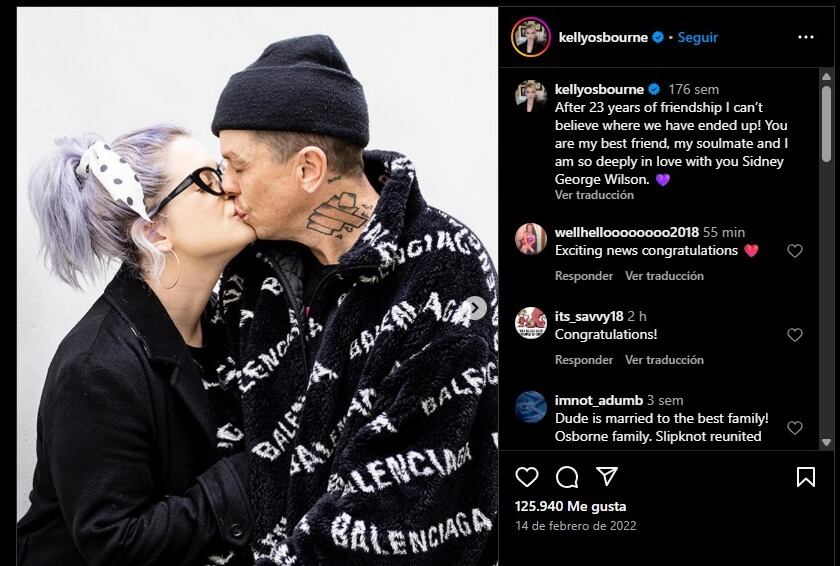 Sid Wilson y Kelly Osbourne iniciaron su romance en 2022, luego de más de dos décadas de amistad. (Instagram/Kelly Osbourn)