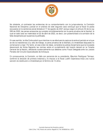 La exfiscal argumentó que su