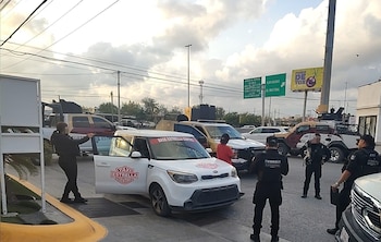 Vehículo de la marca Kia en el que eran trasladadas las víctimas. Crédito: SSP Tamaulipas