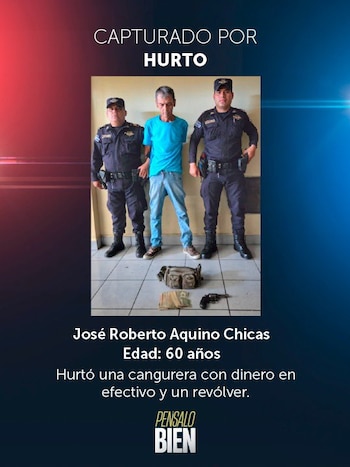 La PNC informó que Aquino Chicas ya había sido detenido en agosto del año anterior por hurto, pero quedó en libertad por decisión judicial. (Foto cortesía PNC)