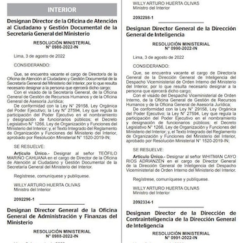 Resoluciones de los nuevos nombramientos