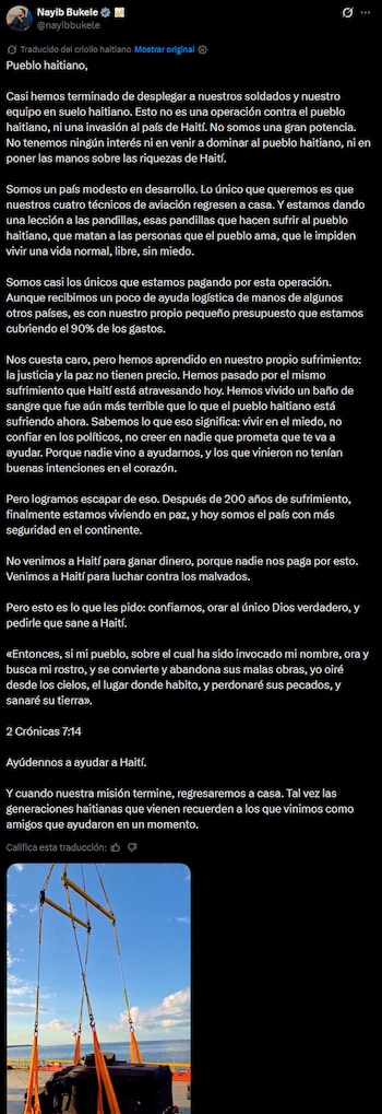 La declaración de Bukele sobre los cuatro técnicos desaparecidos en Haití y lo que aún no se sabe de la operación salvadoreña.