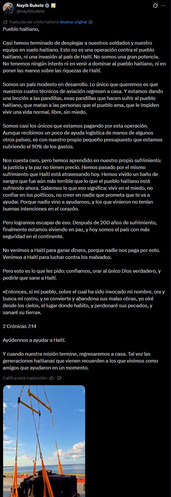 La declaración de Bukele sobre los cuatro técnicos desaparecidos en Haití y lo que aún no se sabe de la operación salvadoreña.