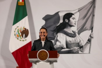 Mexico's President Claudia Sheinbaum holds