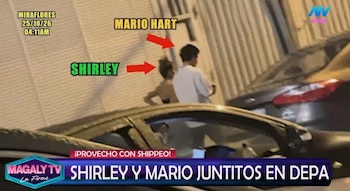 Magaly Medina no cree en la explicación de Mario Hart tras ser captado con Shirley Arica de madrugada. Captura: Magaly TV La Firme.