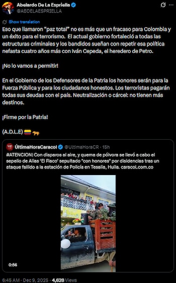 Abelardo de la Espriella criticó