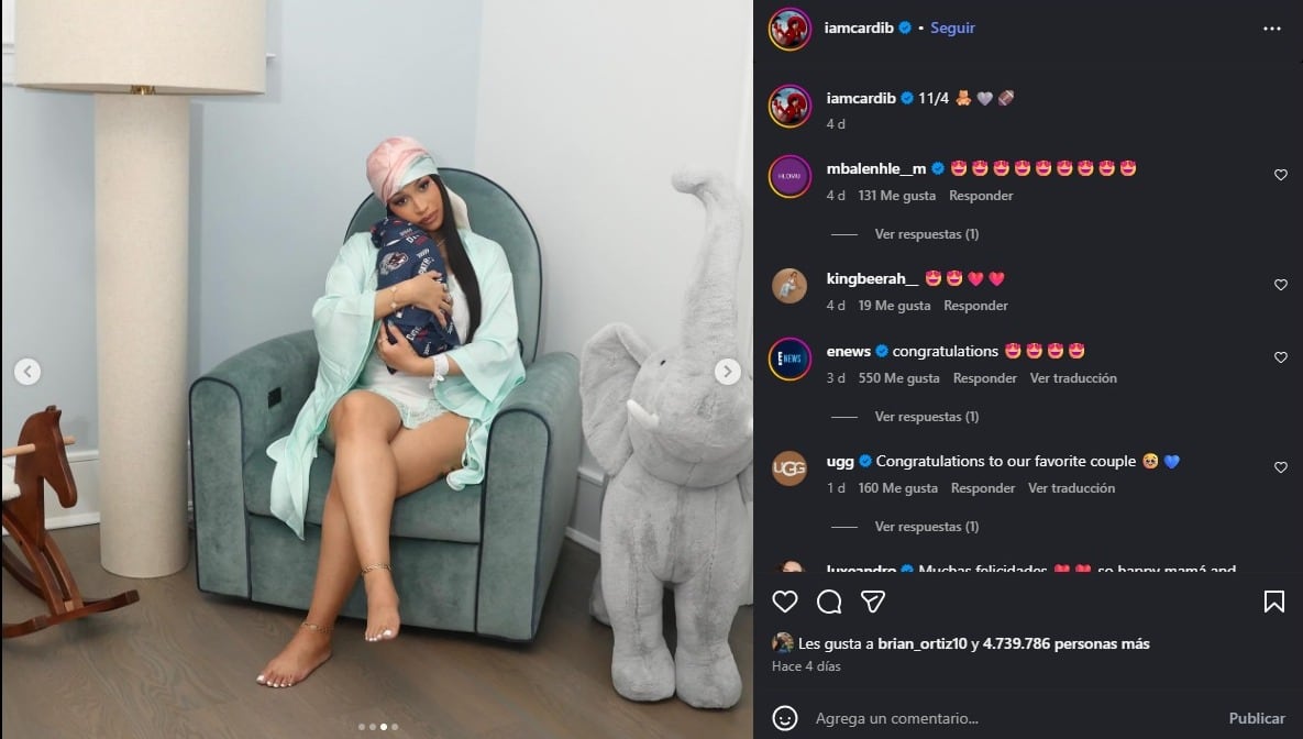 Cardi B dio la bienvenida a su hijo este 11 de noviembre. (Instagram)
