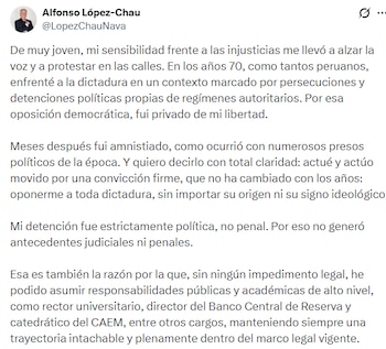 Descargo de Alfonso López-Chau. Fuente: