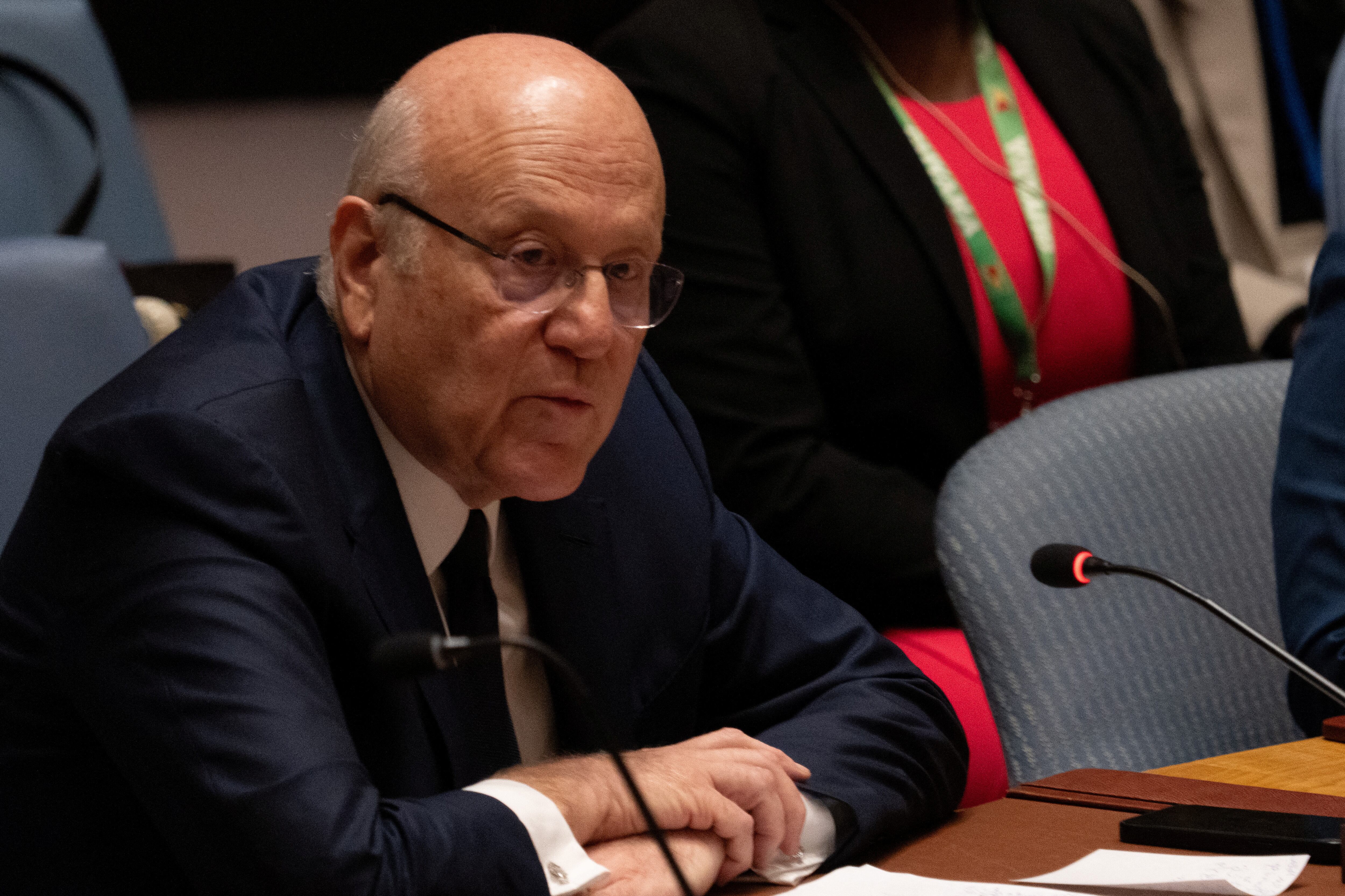 El primer ministro libanés Najib Mikati durante una reunión dle Consejo de Seguridad de la ONU (REUTERS/David Dee Delgado)