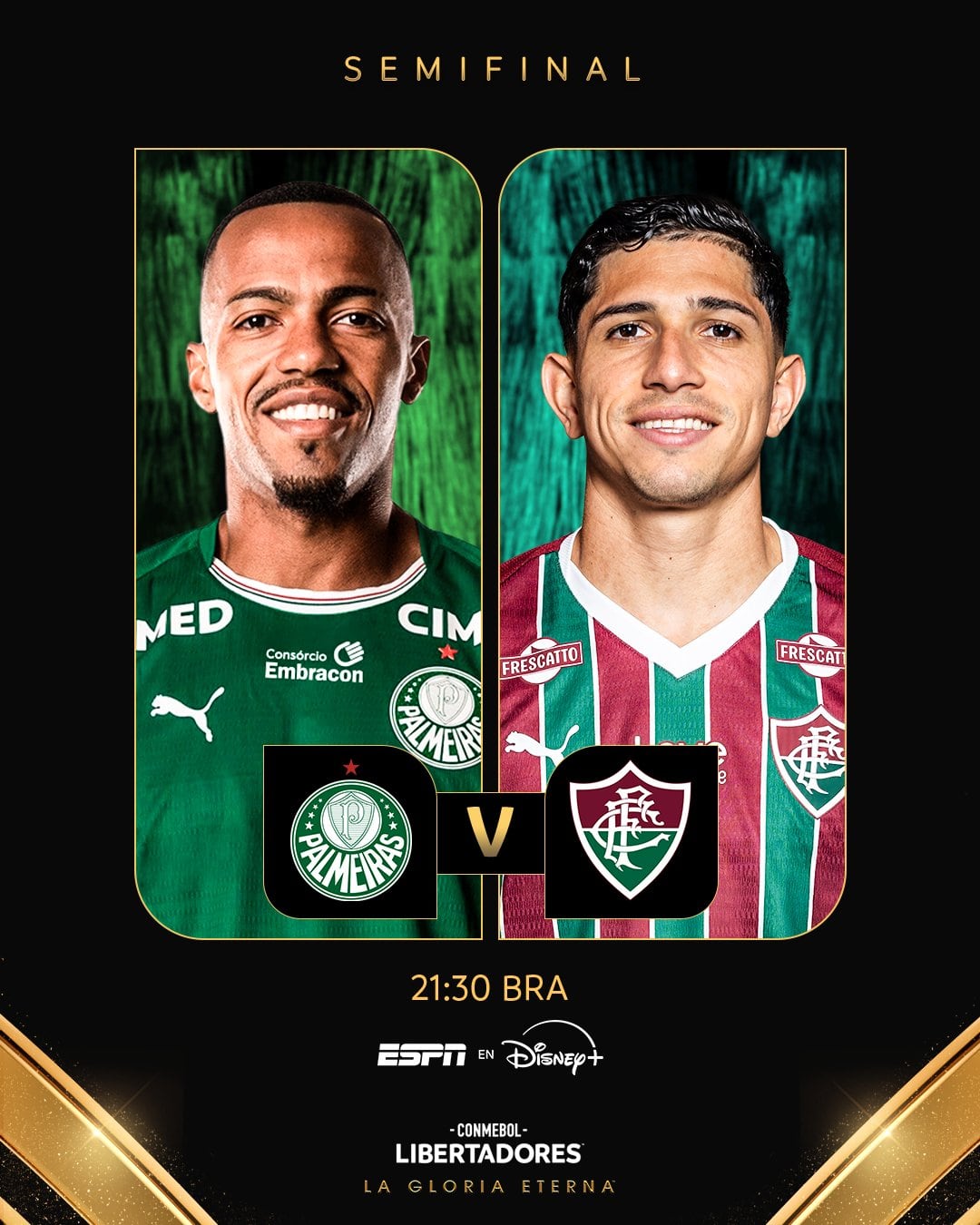 Afiche de la Conmebol para el duelo brasileño entre Palmeiras y el Fluminense - crédito Conmebol