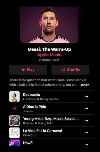 La playlist de Lionel Messi