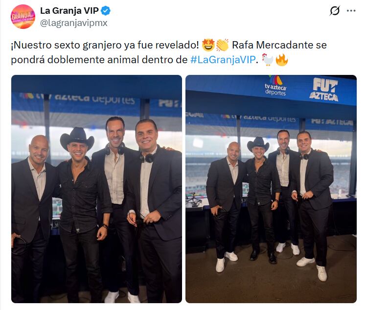 El anuncio de la integración de Rafa al reality se dio en plena transmisión del Atlante vs Toluca junto a Christian Martinoli, Luis García y Luis Roberto Álves Zague. (X/ @lagranjavipmx)