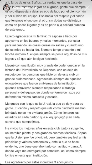 El post de despedida de