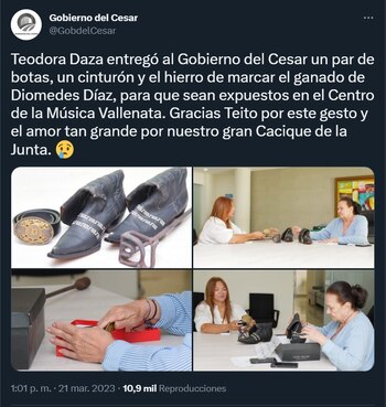 Gobernación del Cesar recibe objetos