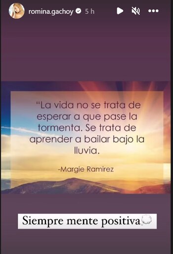 Romina Gachoy pidió energía positivio en medio de su ruptura con Jean Paul Santa María. Créditos - Instagram