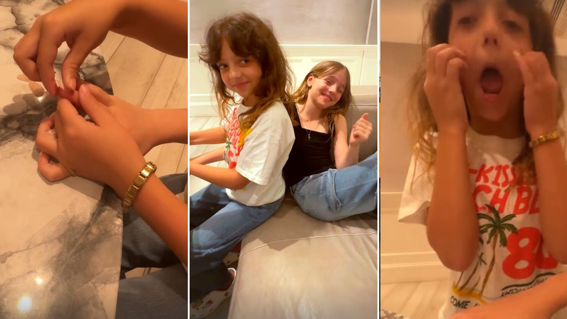 Las hijas de Wanda Nara y Evangelina Anderson inseparables entre juegos y manicura (Instagram)