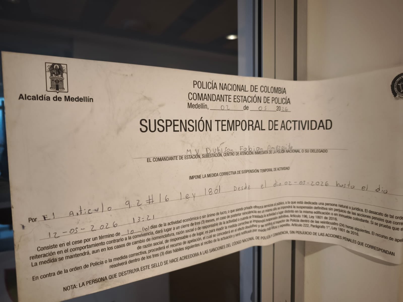 El caso motivó la apertura de una investigación penal y la recopilación de evidencias por parte de la Secretaría de Seguridad y la Fiscalía General de la Nación - crédito @ManuelVillaMe / X