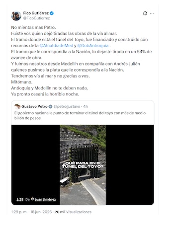 Fico Gutiérrez y su respuesta a Gustavo Petro