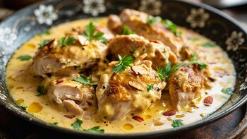 Pollo en salsa de almendras: