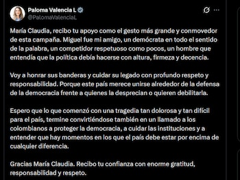 Paloma Valencia - crédito @PalomaValenciaL/X