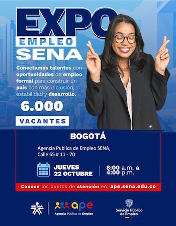 El Sena ofrecerá más de 6.000 vacantes laborales en Bogotá durante Expo Empleo - crédito Sena