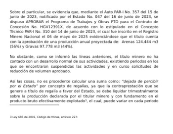 La Agencia Nacional Minera aclaró si es posible calcular pérdidas en el proyecto