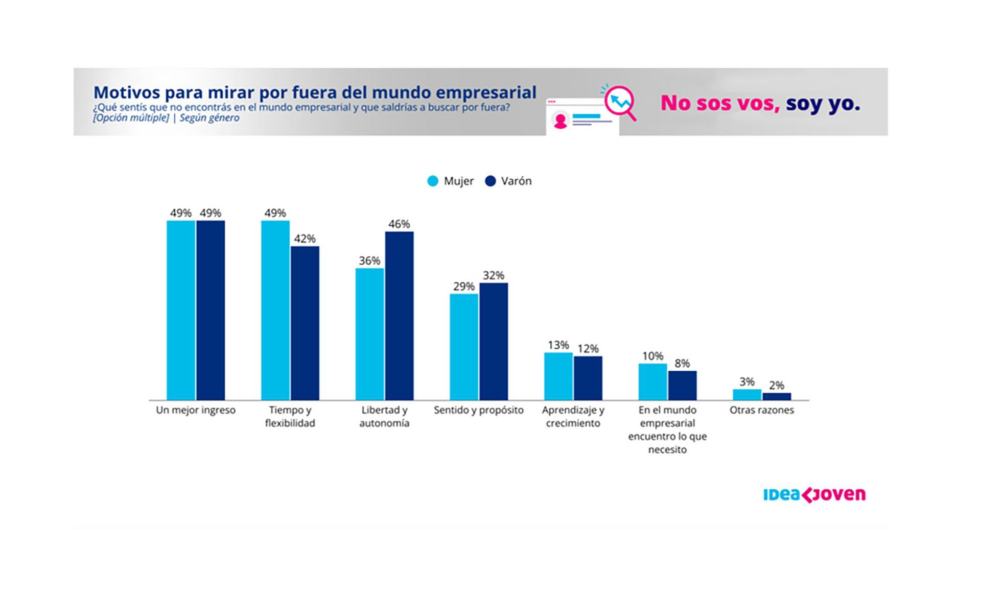 Motivos para mirar por fuera del mundo empresarial según los jóvenes (IDEA)