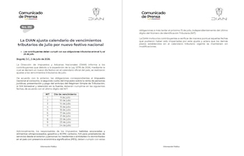 El nuevo calendario de la Dian fija los vencimientos según el último dígito del NIT, con plazo del 9 de julio para los terminados en uno y del 24 de julio para los terminados en cero - crédito Dian