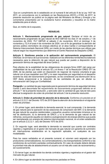 El Ministerio garantiza el suministro del servicio a sectores prioritarios - crédito Ministerio de Minas y Energía