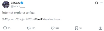 Zecca publicó en X el mensaje “Internet explorer amiga” y los fans de Emilia Mernes lo leyeron como una alusión a La Joaqui