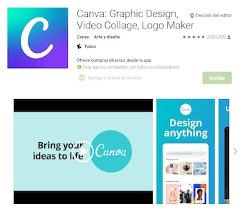 Aplicación Canva para crear diseños